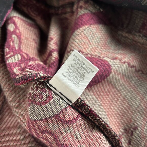Christopher & Banks Jacquard Floral Tapestry Zip Front Jacket Large Burgundy New - Picture 5 of 8